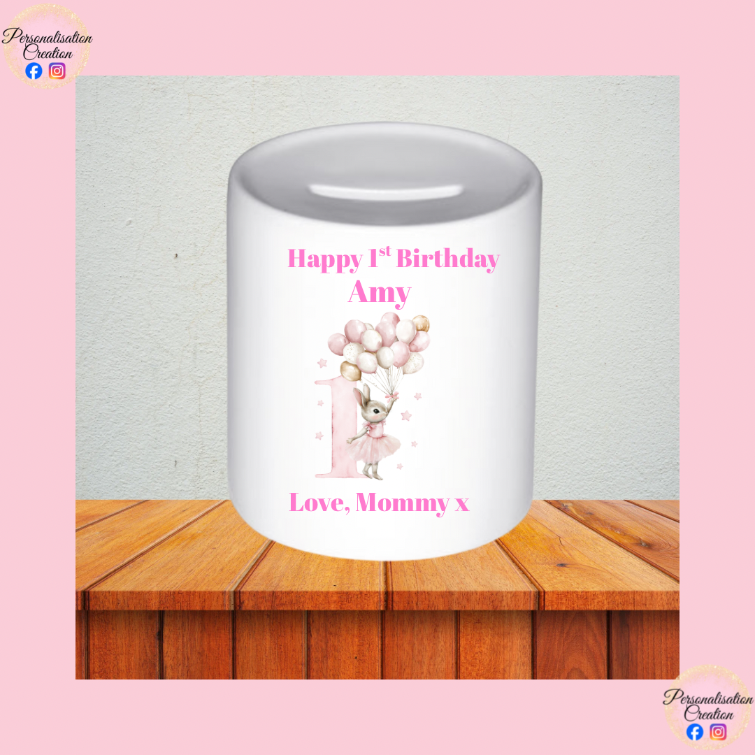 Bunny 1st birthday money box