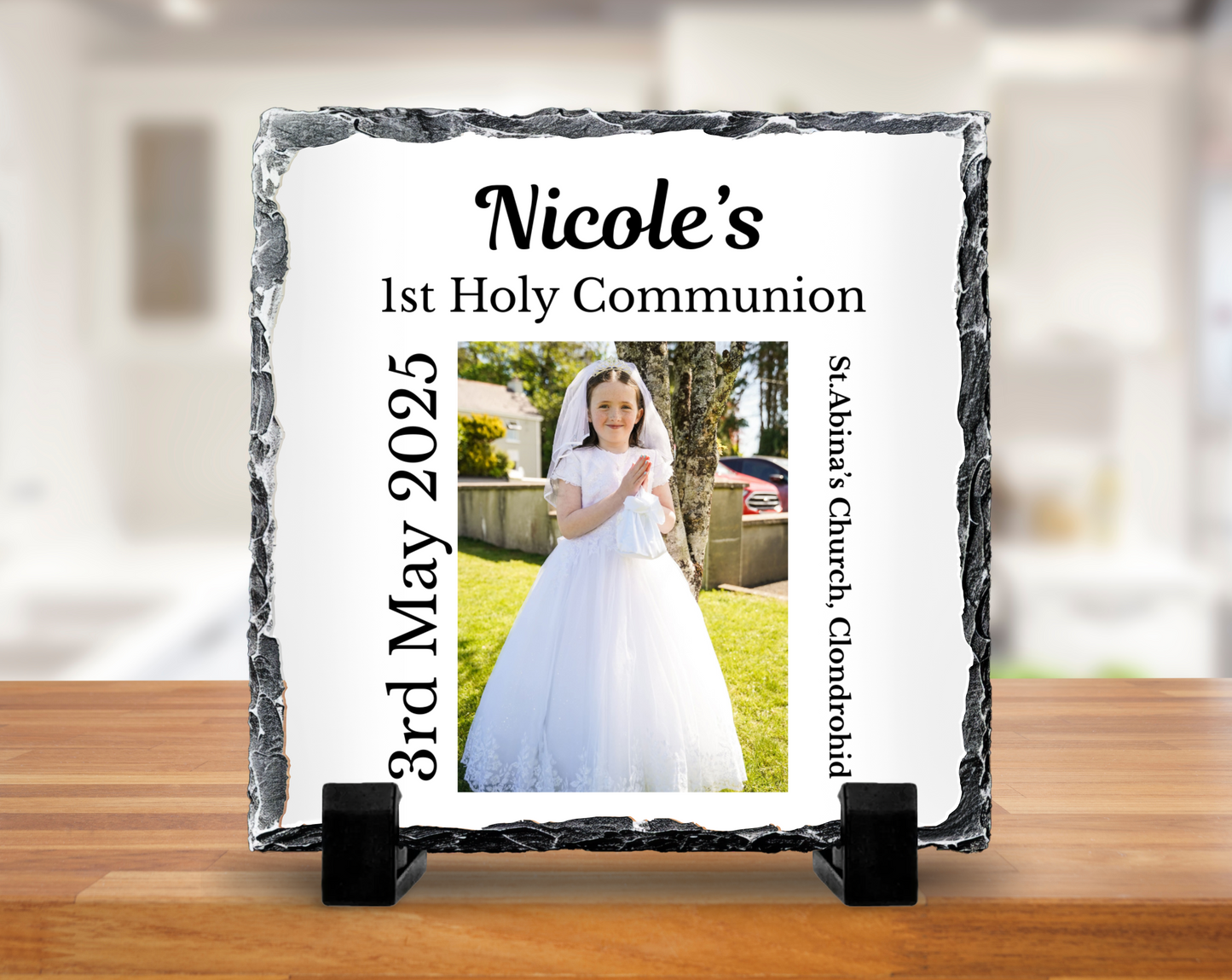 White communion slate - 15cm