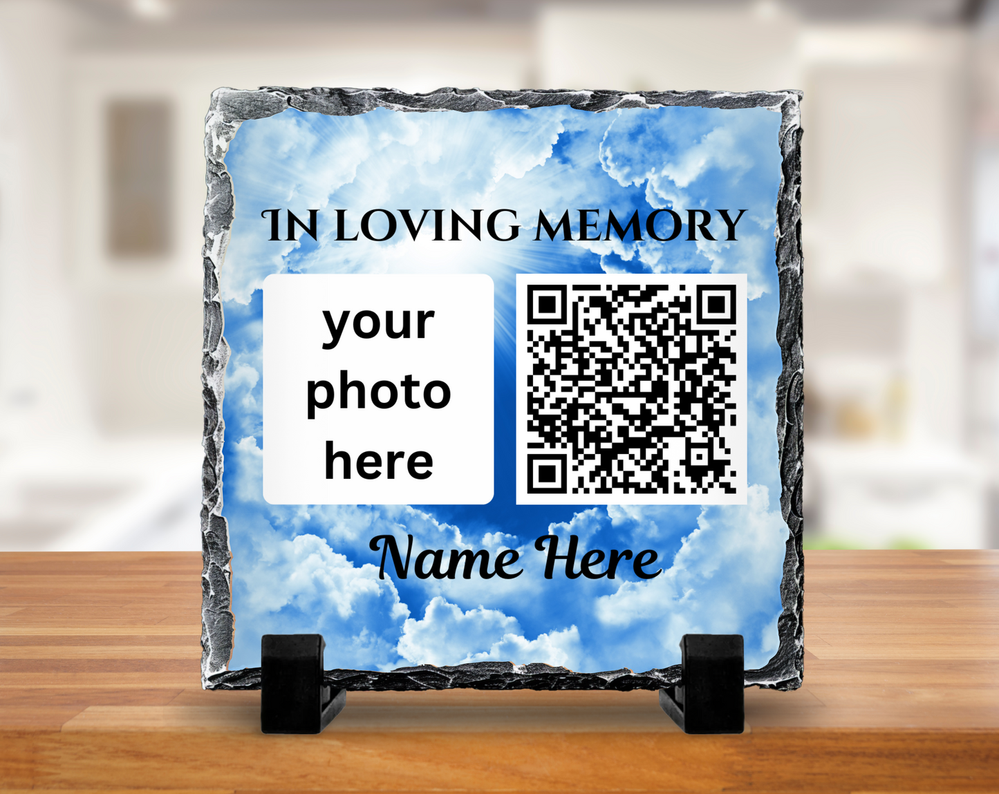 In loving memory qr code slate - 20cm