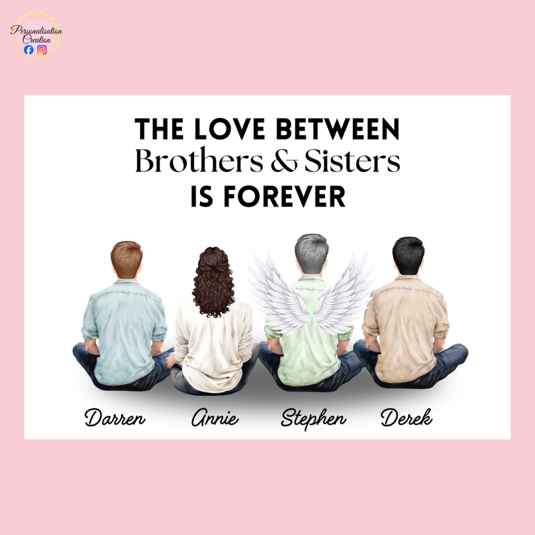 Love between brothers & sisters a4 print white