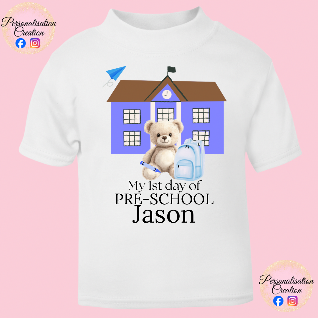 Teddy bear 1st day of pre-school t-shirt