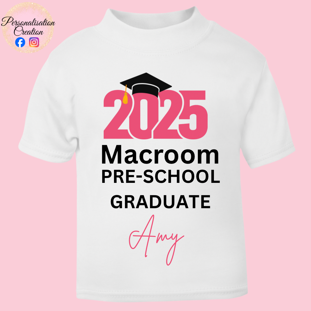 Preschool graduation with school name tshirt