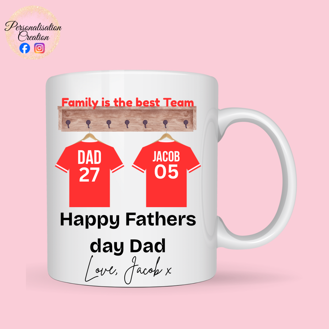 Red jersey fathers day mug
