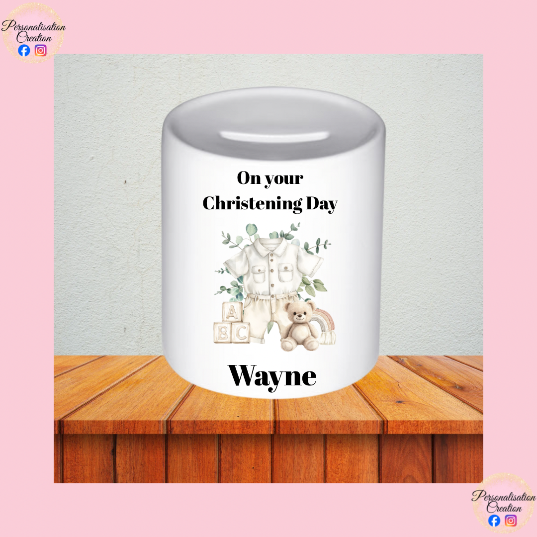 Boys christening money box