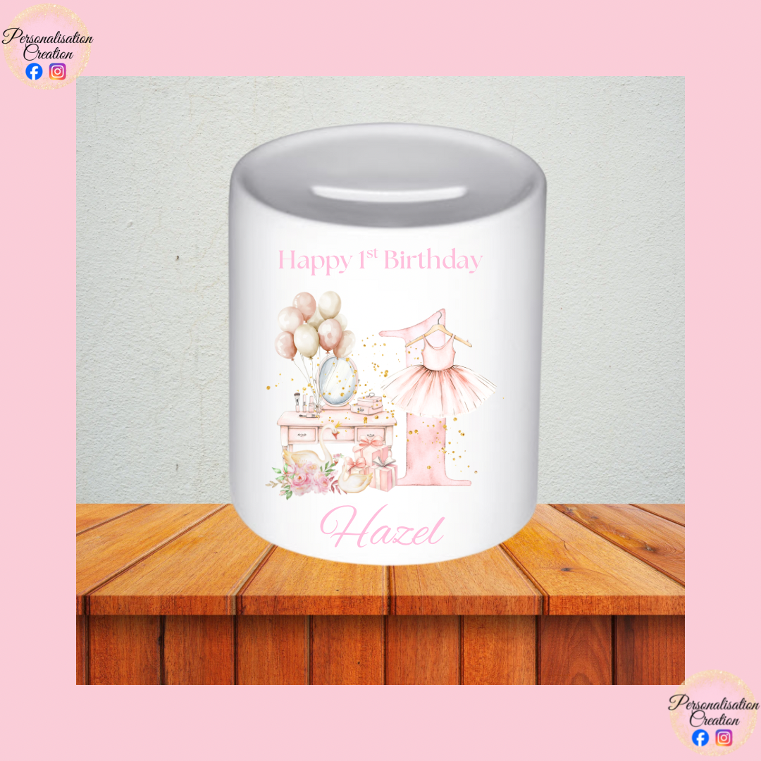 Ballerina 1st birthday money box