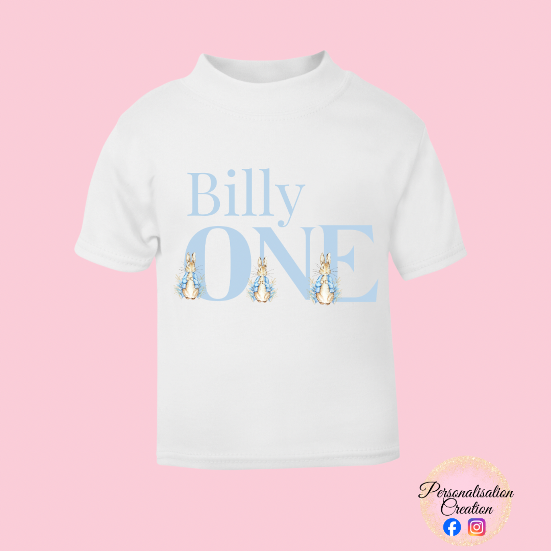Boys 1st birthday bunny tshirt