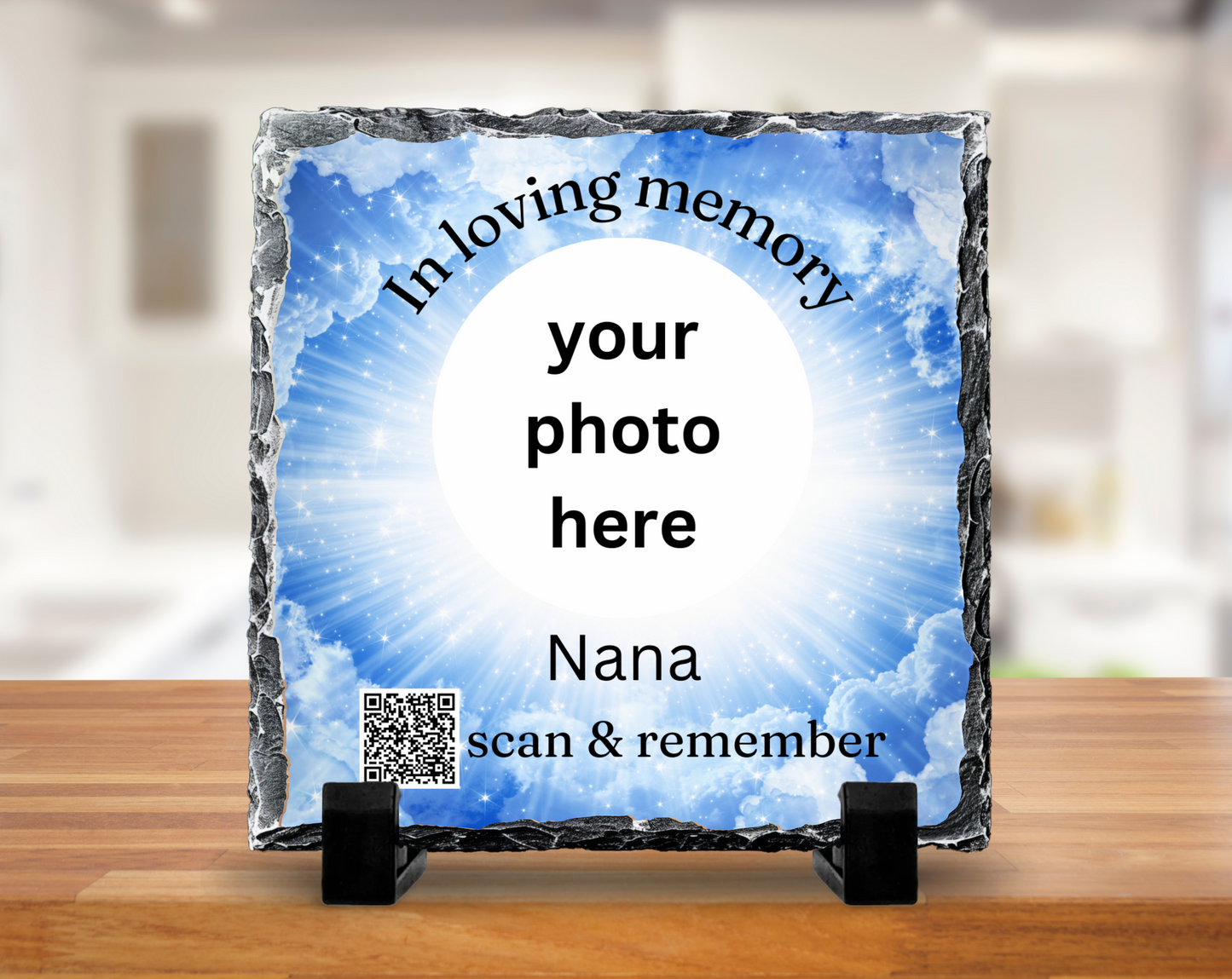 Scan and remember memorial photo slate - 20cm