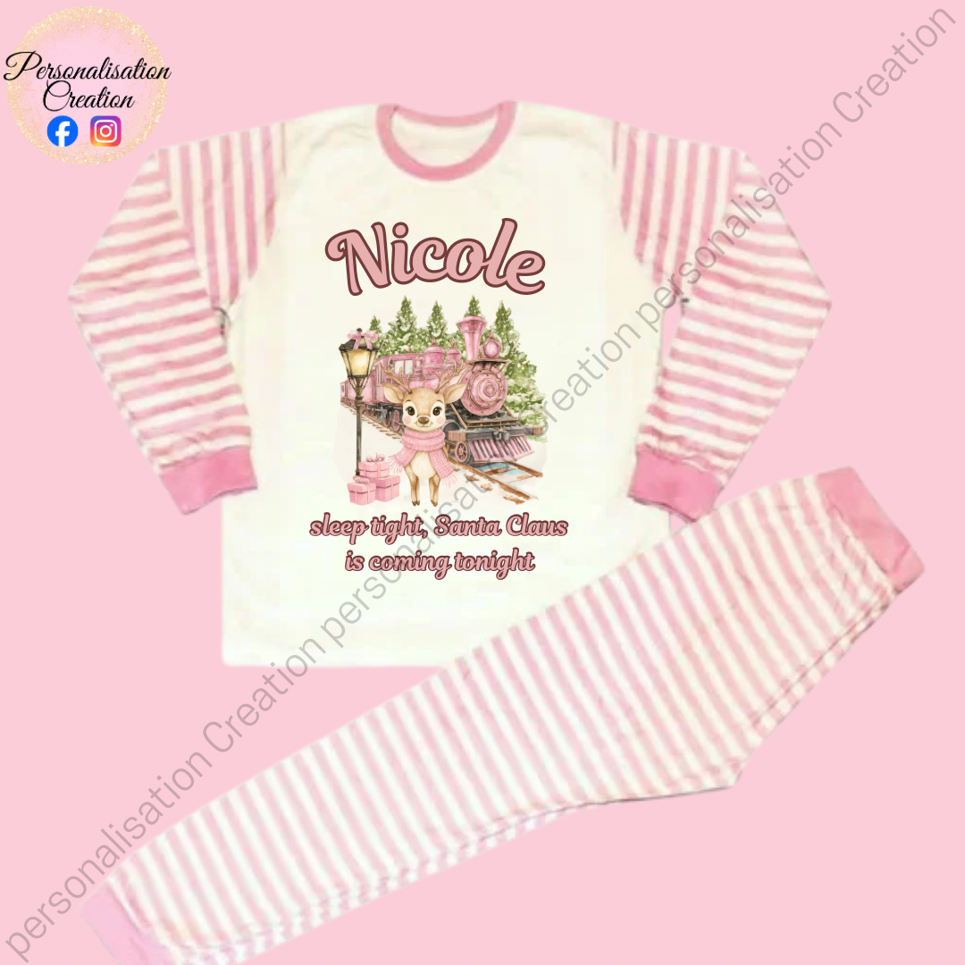 Reindeer train christmas eve pjs