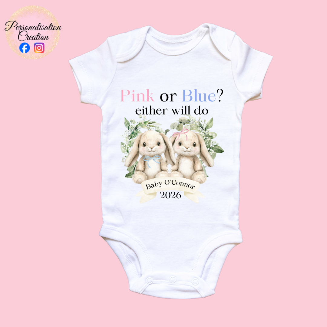 Bunnies baby announcement vest