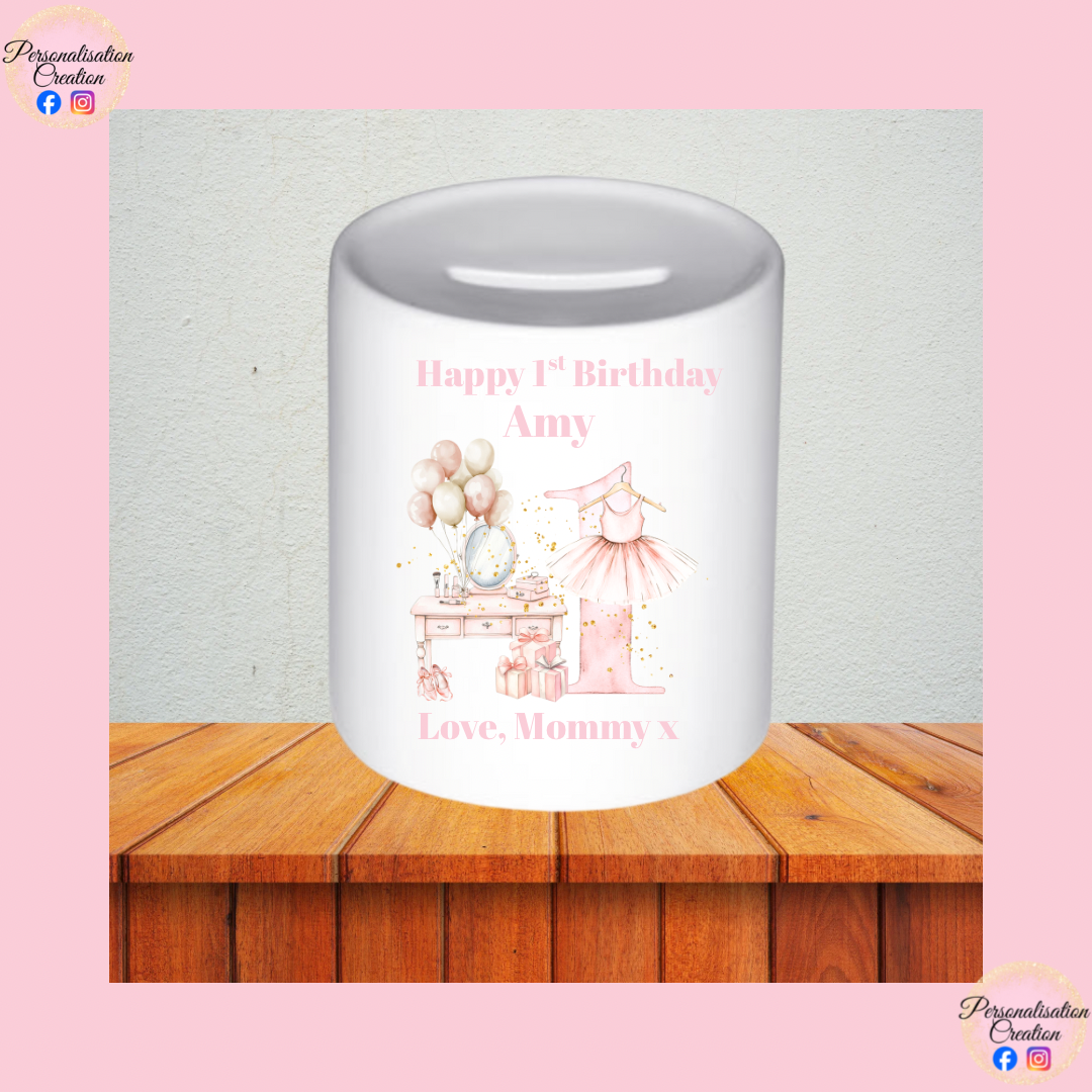 Ballerina 1st birthday money box