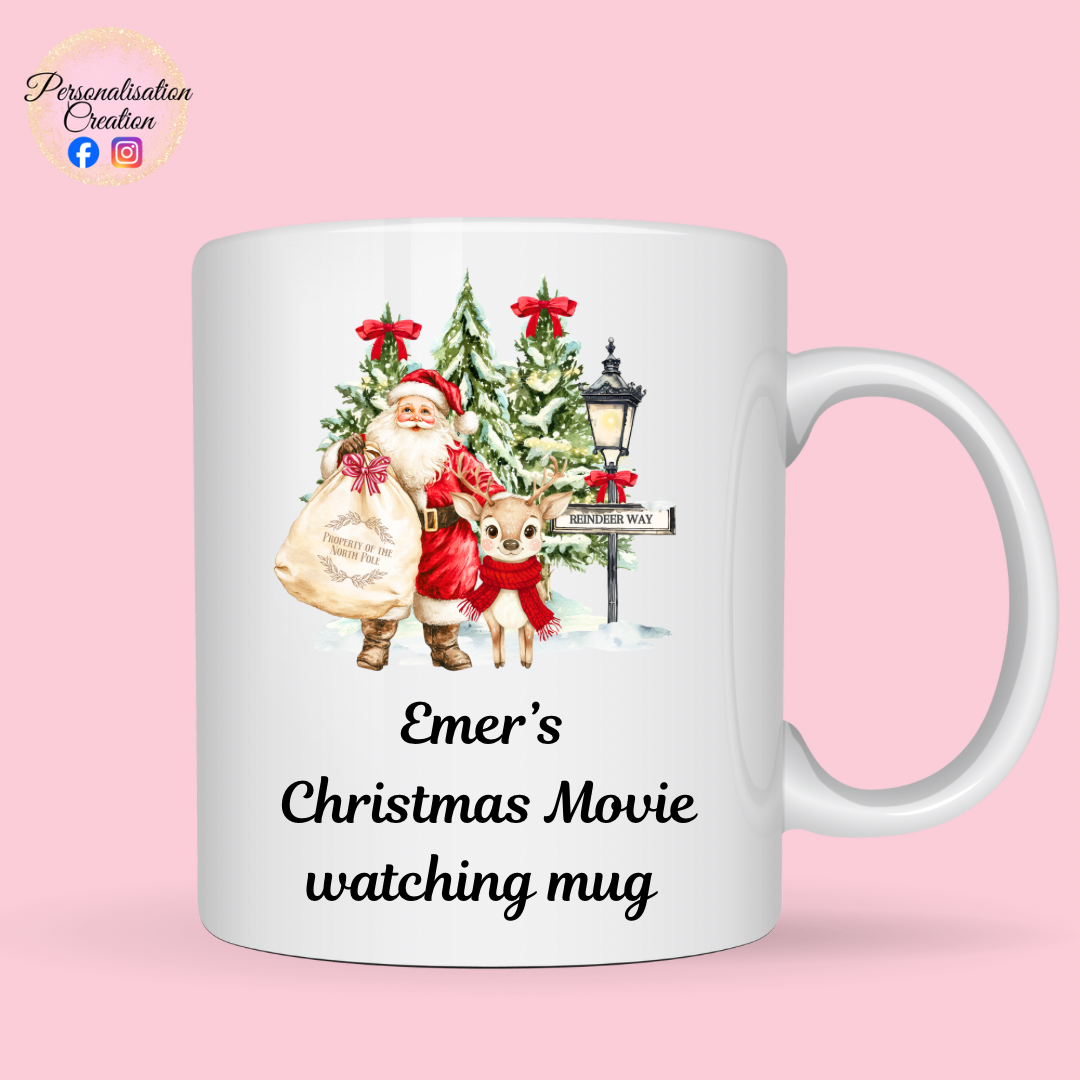 Christmas movie watching mug