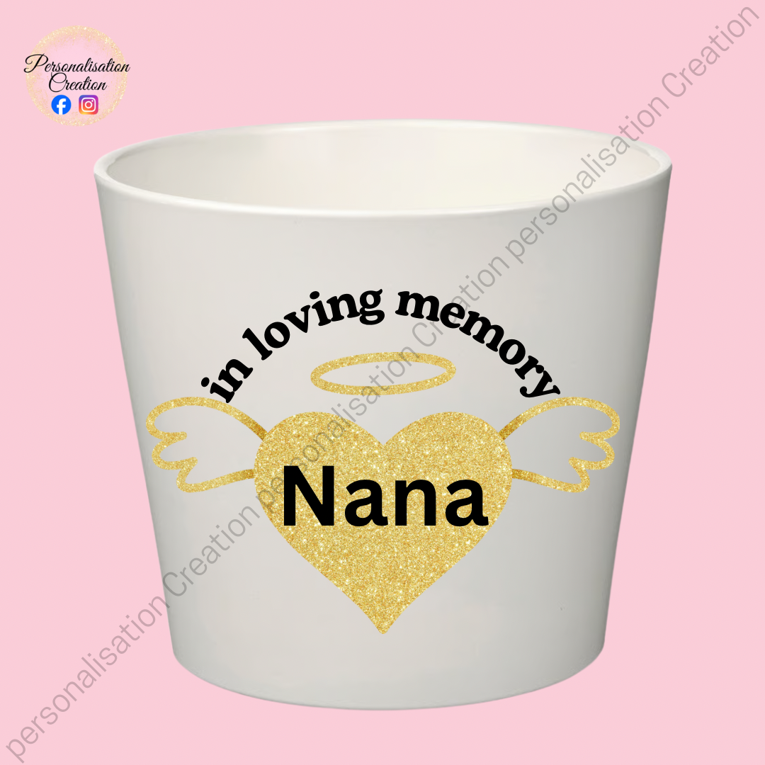 In loving memory heart flower pot