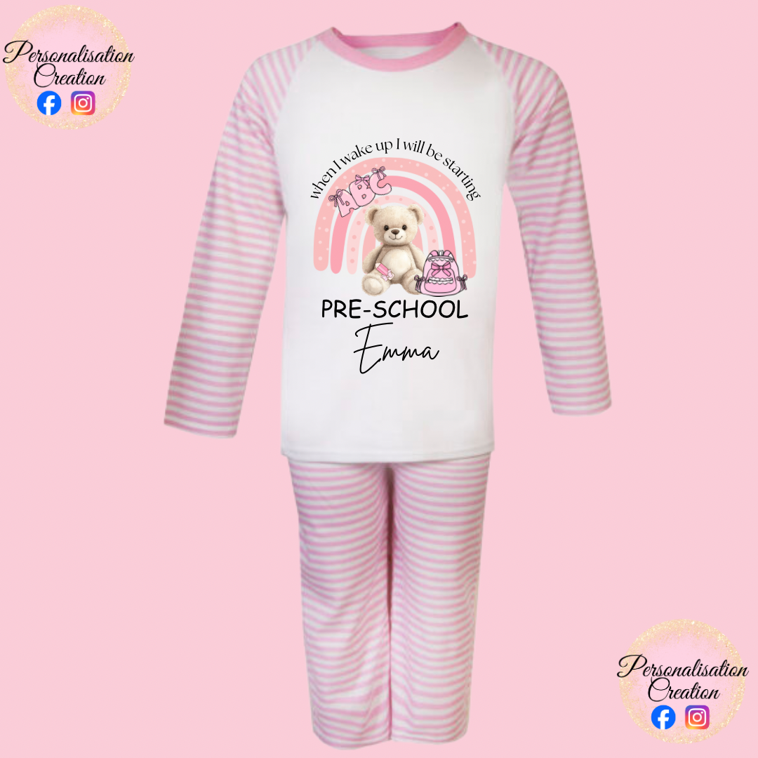 Starting pre-school/big school pjs pink