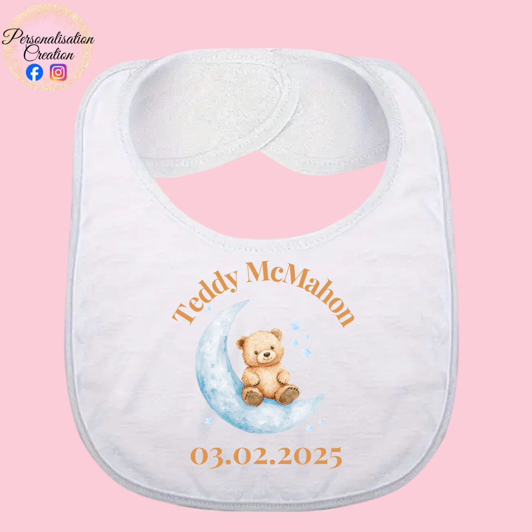 Bear on the moon bib