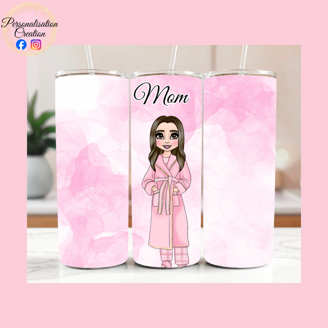 Pink mom & mini tumbler & sippy duo