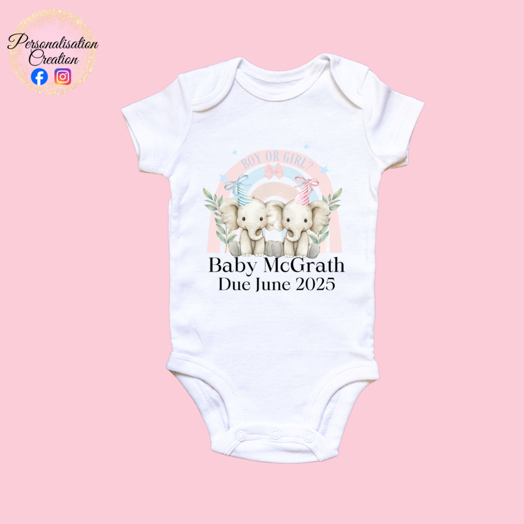 Elephants baby announcement vest