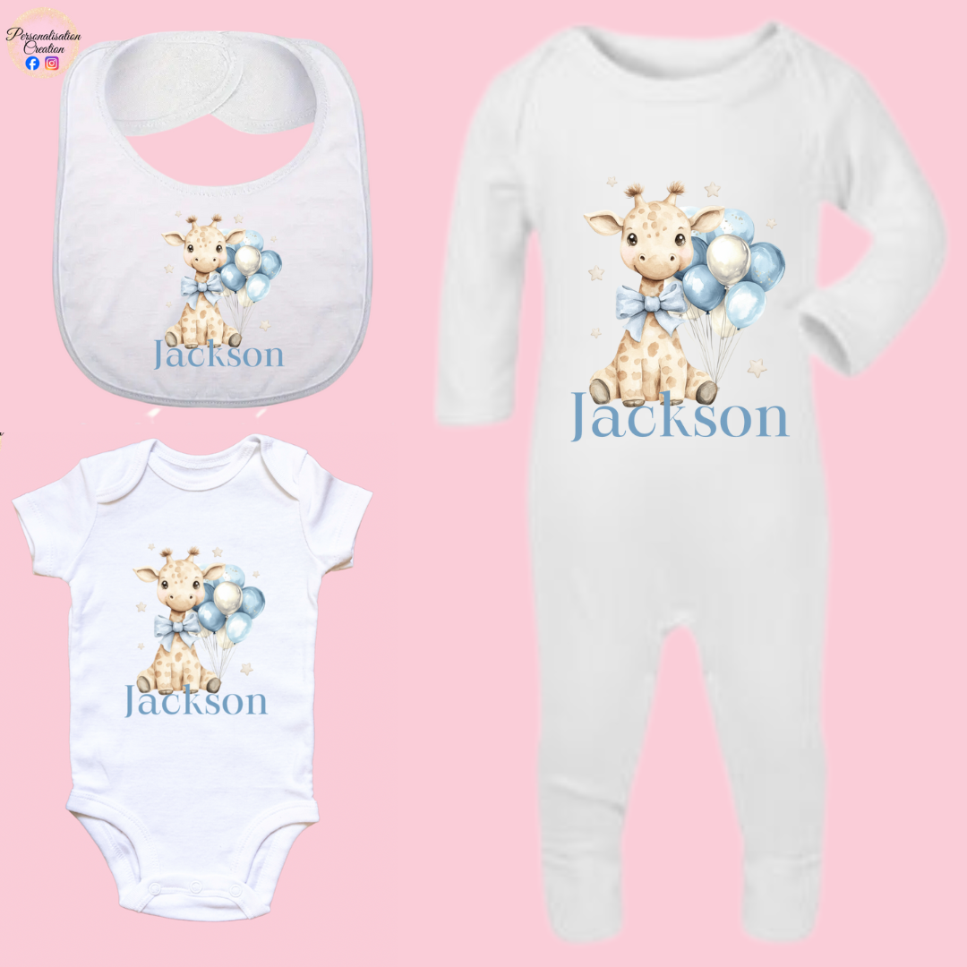 Blue giraffe baby set