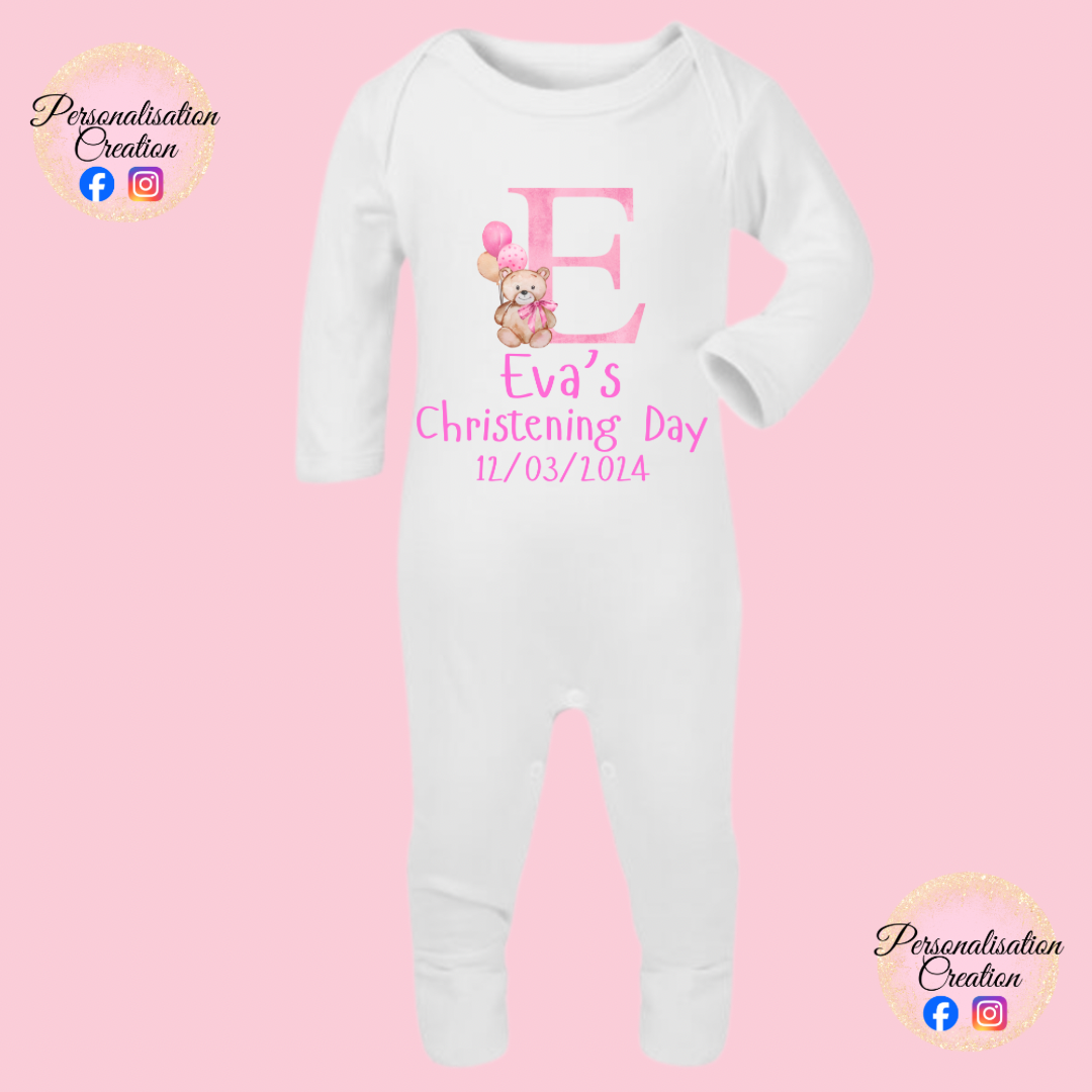Girls christening day babygrow
