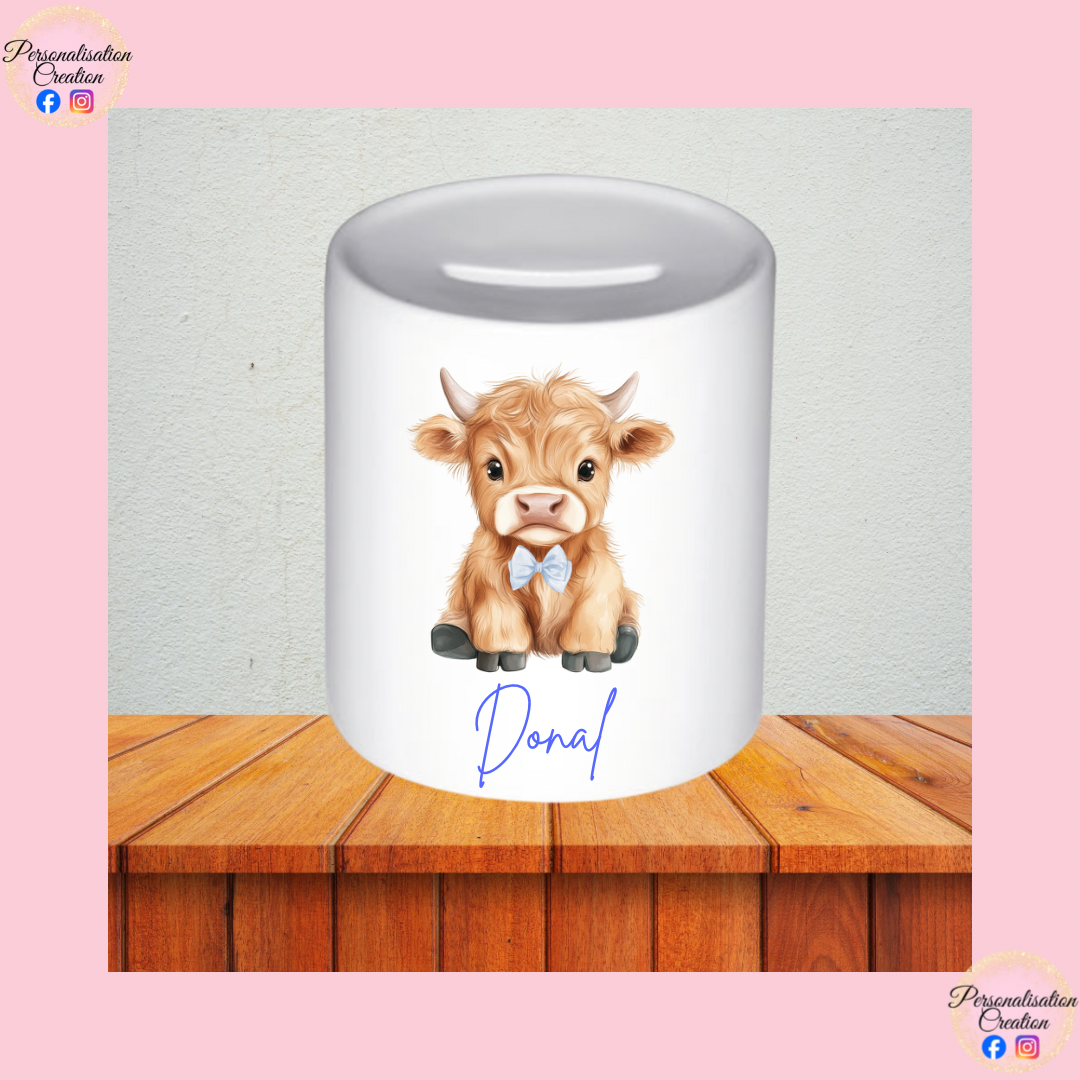 Cute highland cow money box