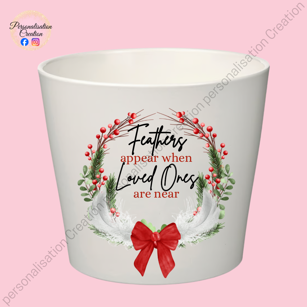 Feathers appear flower pot