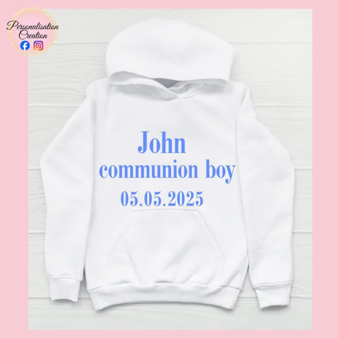 Name and date communion hoodie