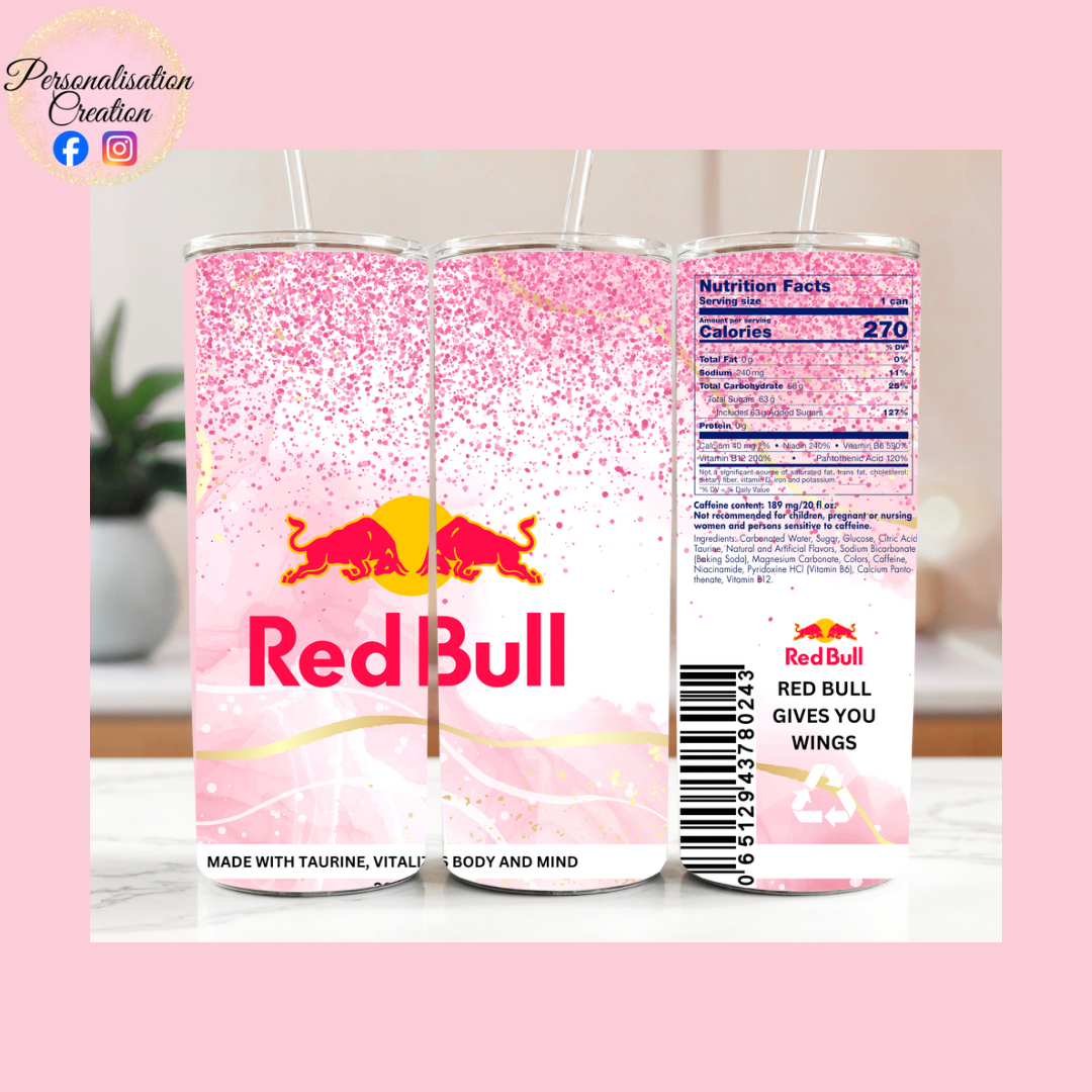 Pink marble redbull tumbler
