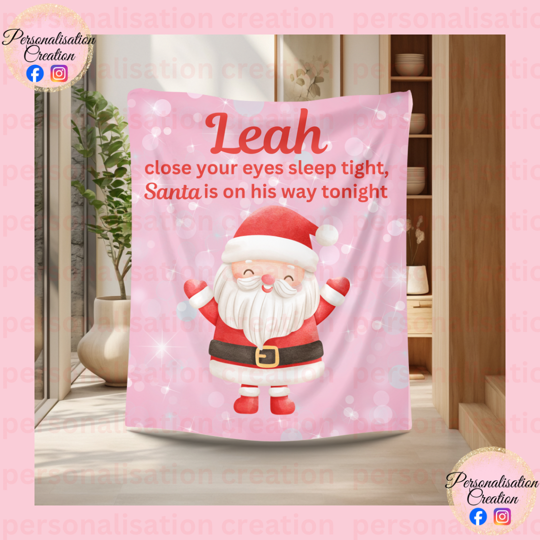 Pink santa christmas eve blanket - small