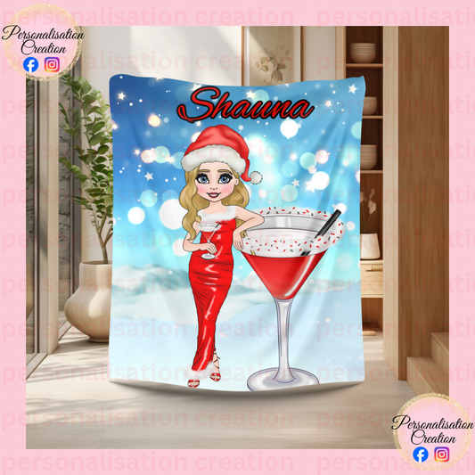 Mrs claus cocktail blanket - large