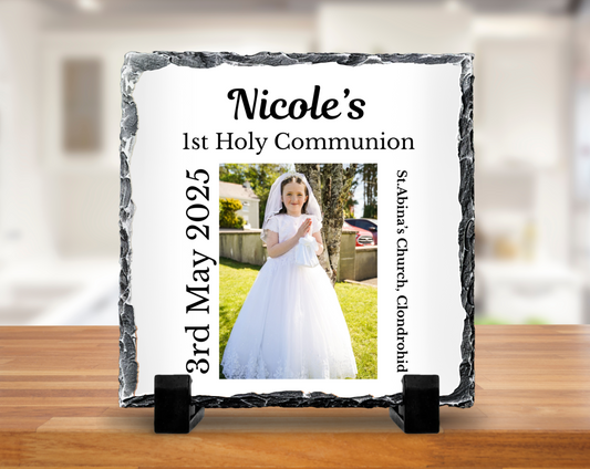 White communion slate - 20cm