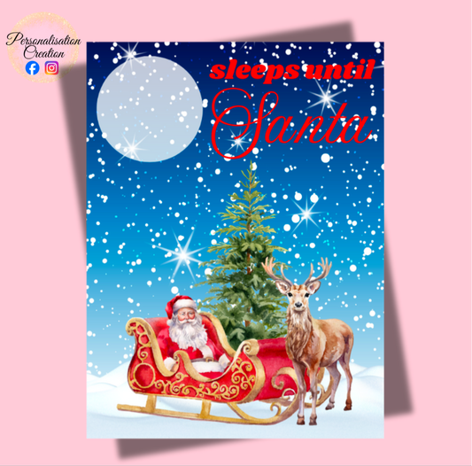 Santa countdown magnetic plaque - santas sleigh