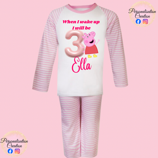 Pink peppa birthday pjs