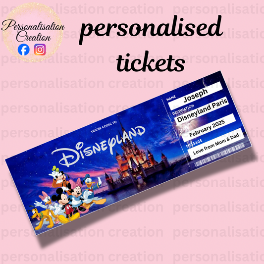 Personalised disney ticket