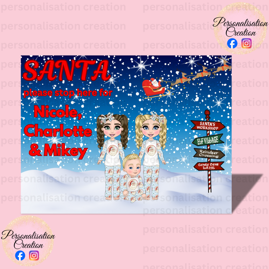 Santa stop here sign - christmas pjs