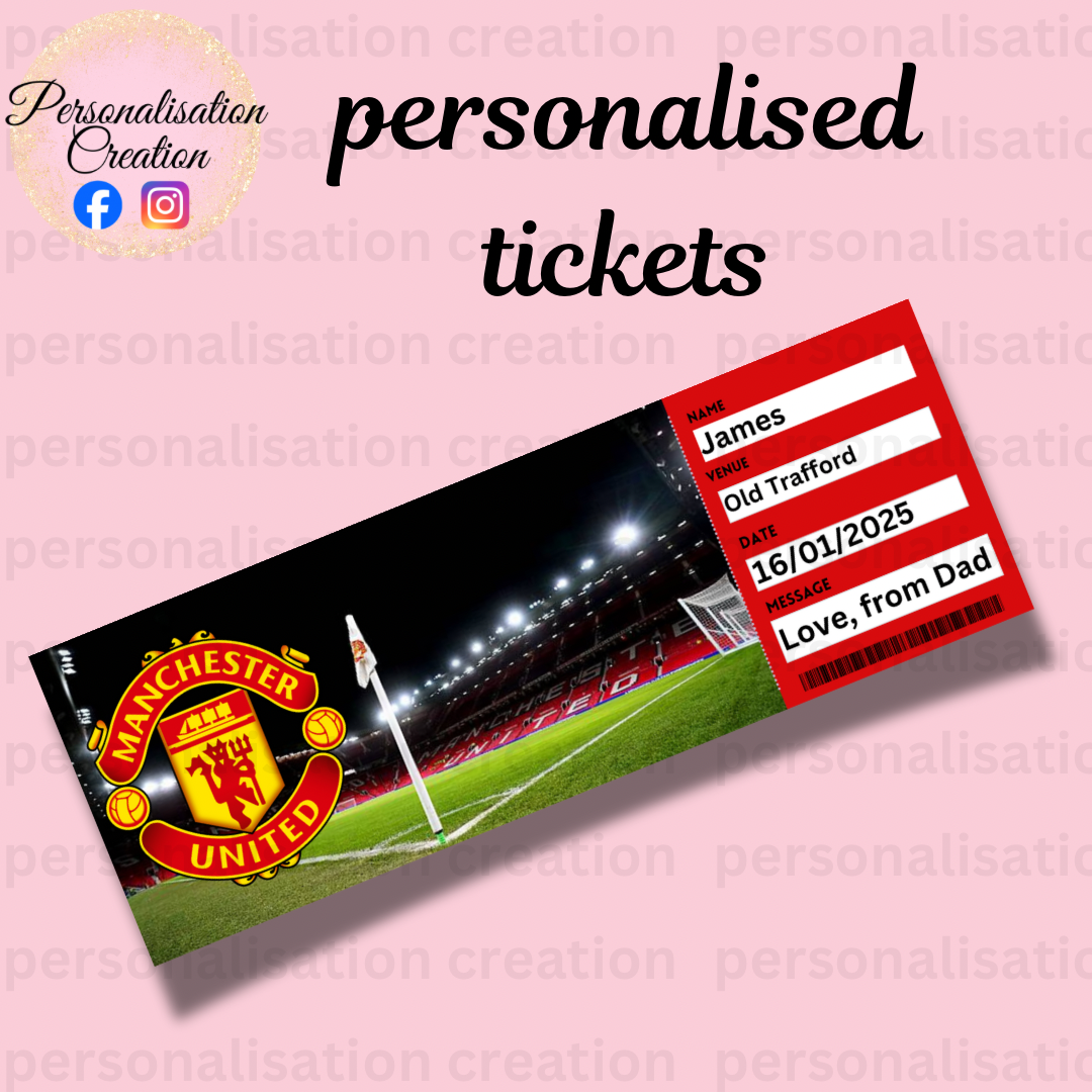 Personalised manchester match ticket