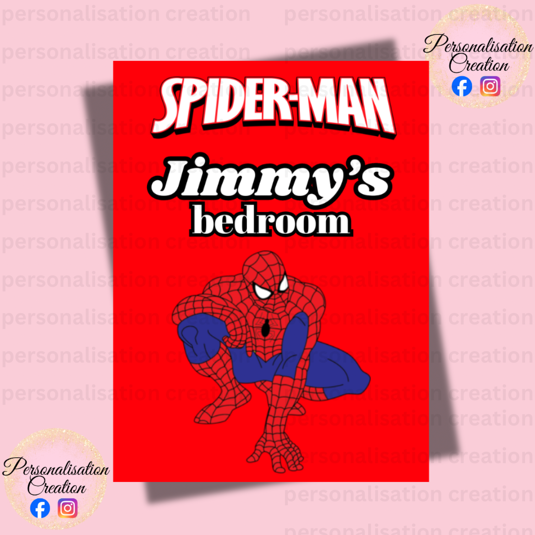 Spiderman bedroom door sign