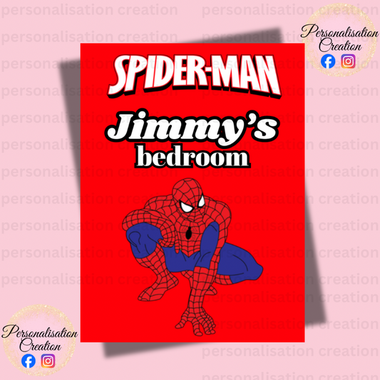 Spiderman bedroom door sign