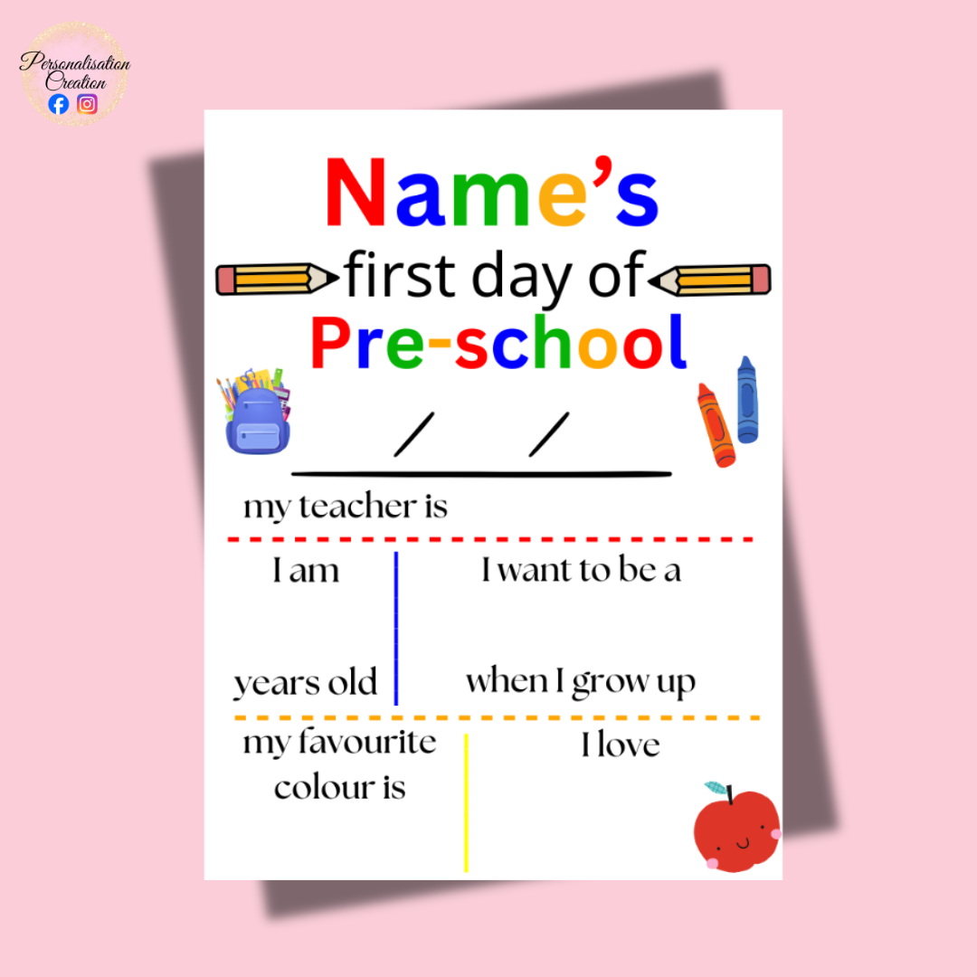 First day of preschool metal plaque