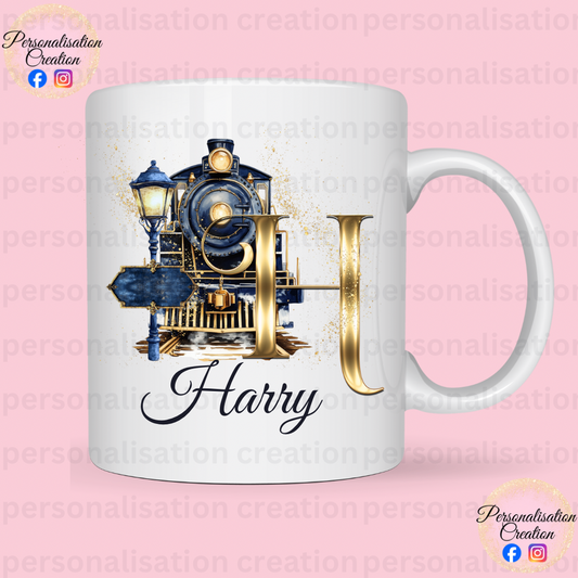 Christmas express name mug navy