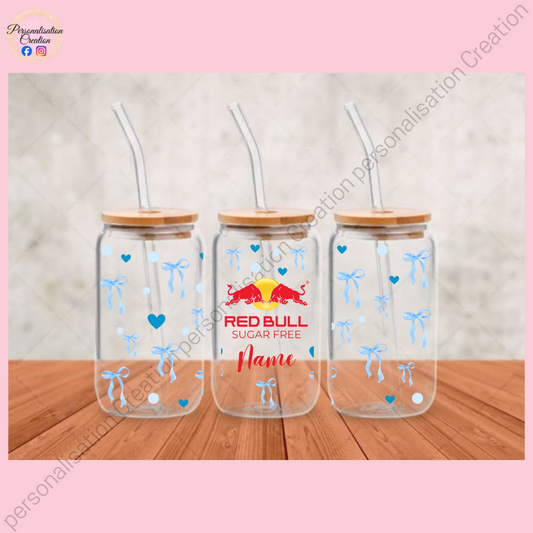 Redbull sugar free glass can