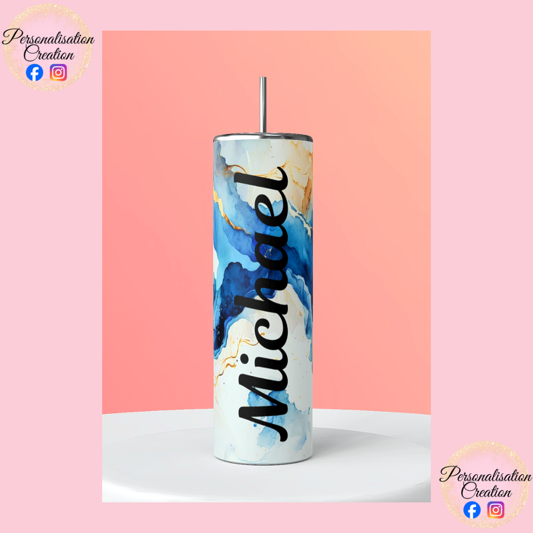 Blue & gold name tumbler