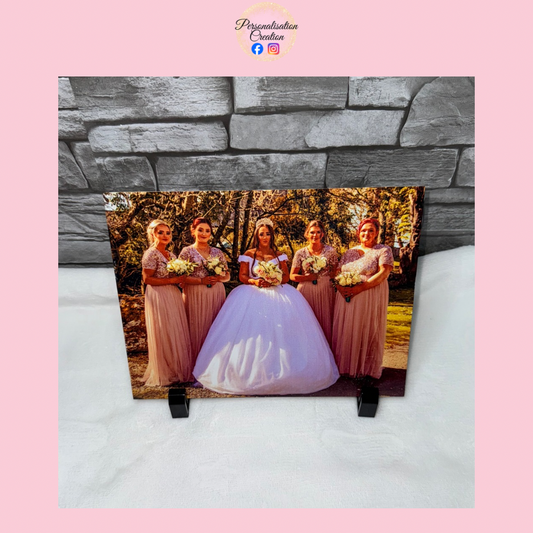 Personalised photo metal plaque with stand