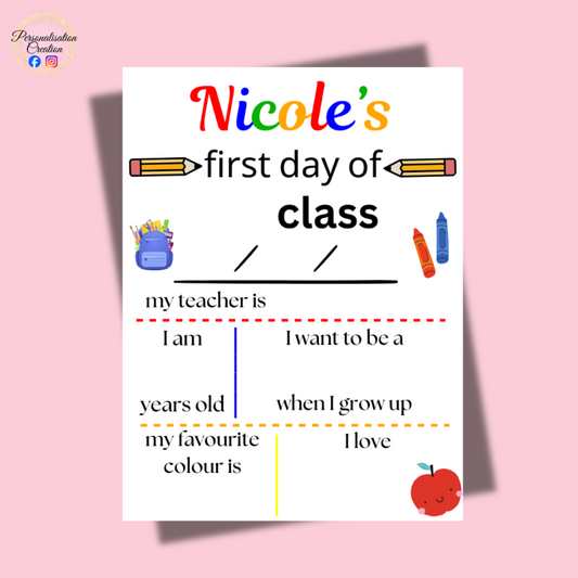 First day of ___ class metal plaque