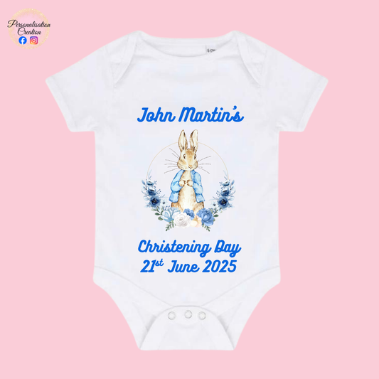 Blue bunny christening vest