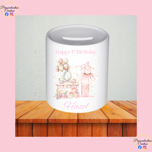 Ballerina 1st birthday money box