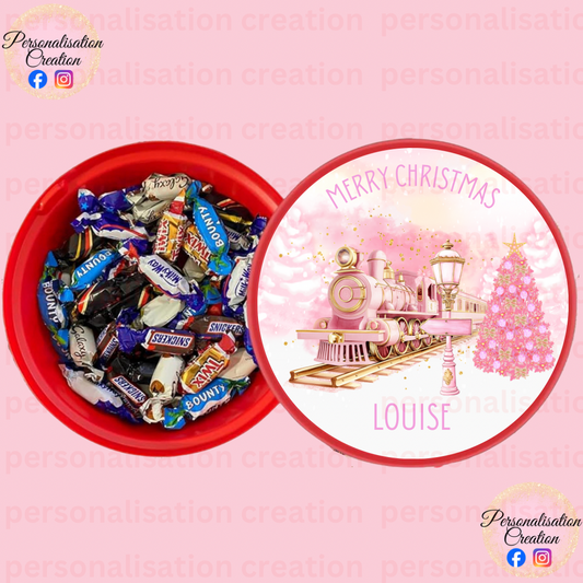 Pink christmas sweet tub label