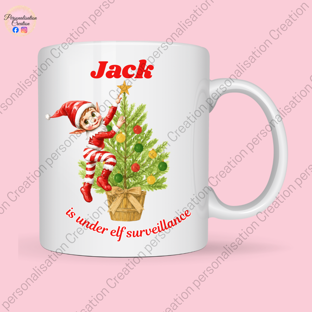 Under elf surveillance mug (christmas tree)