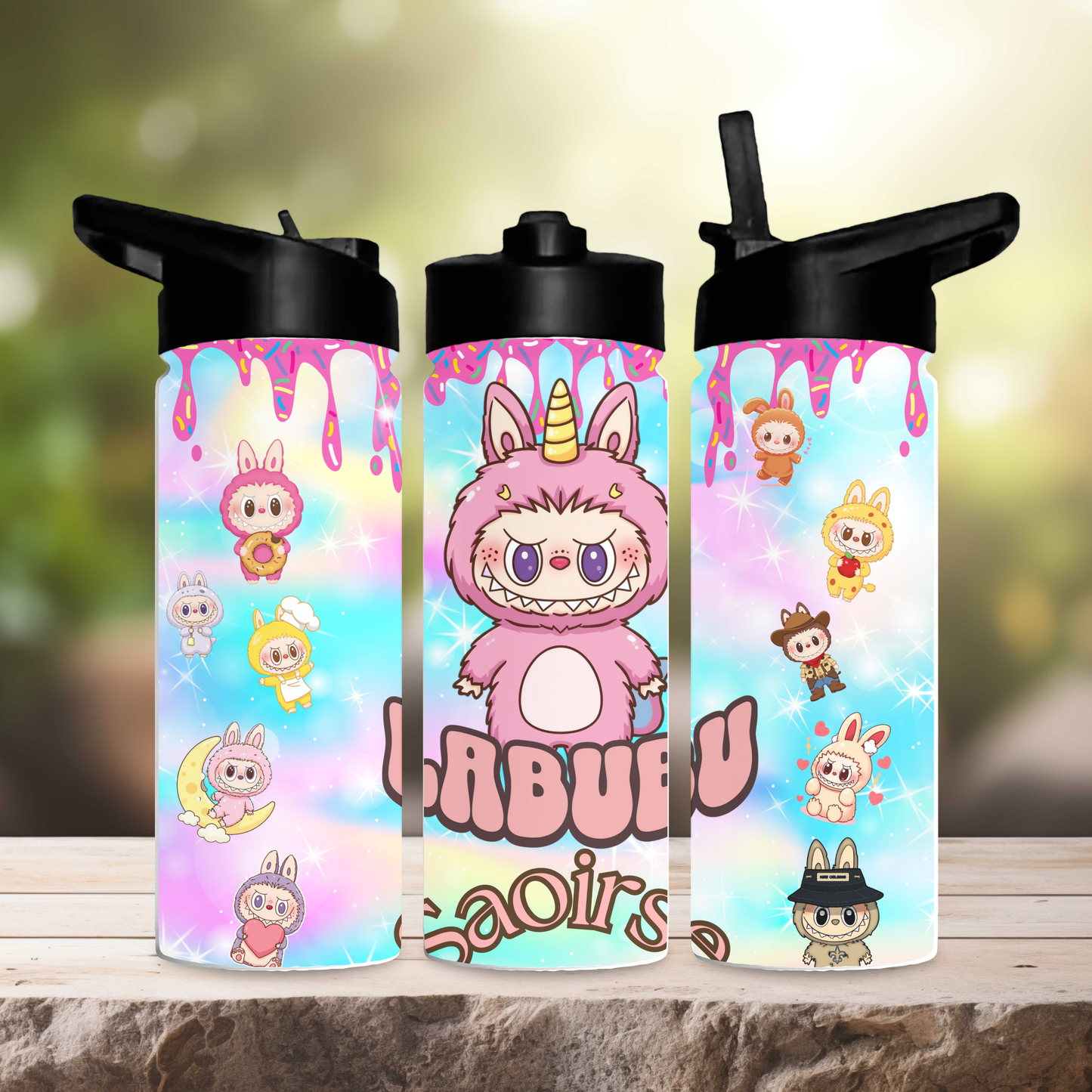 Sprinkles drip labubu 600ml water bottle