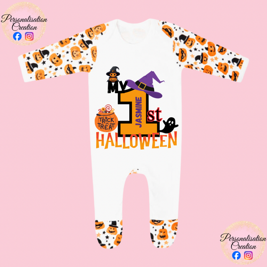 My first halloween pumpkin babygrow