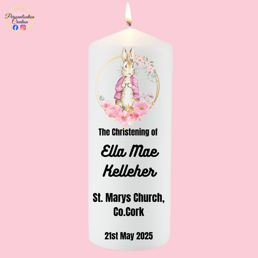 Bunny christening candle