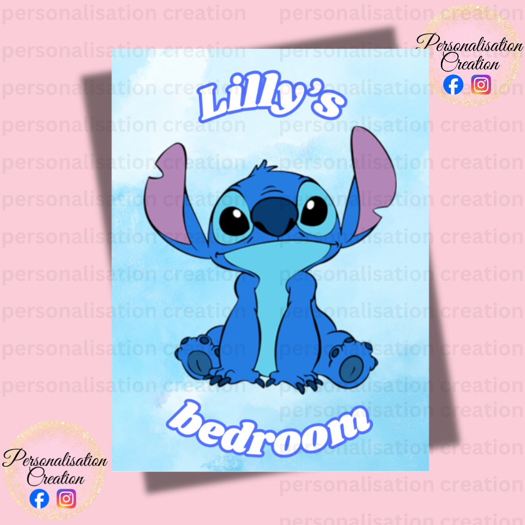 Stitch bedroom door sign